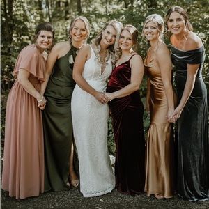 Revelry Kimora Satin bridesmaids dress Gold petite size 4